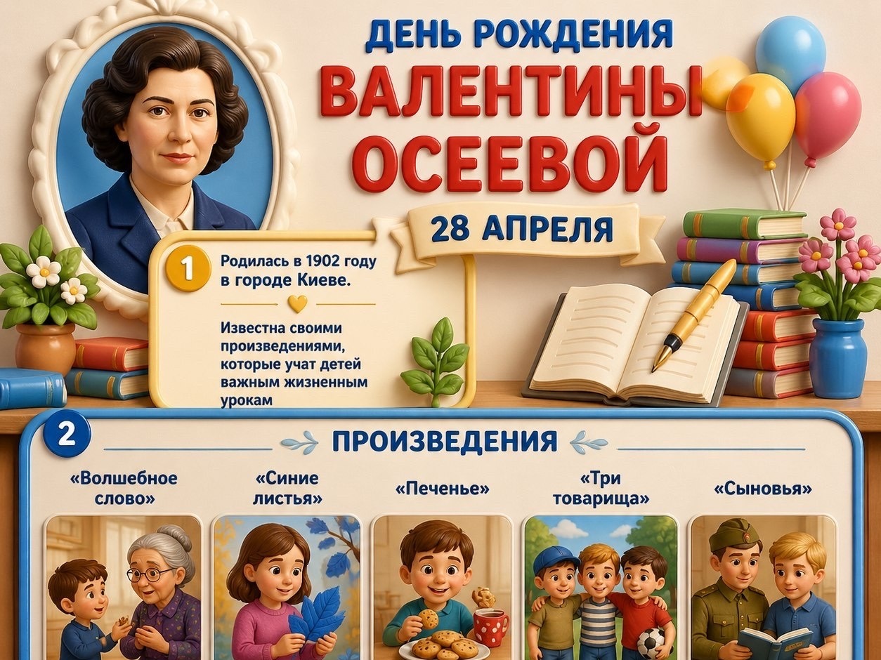 28 апреля– день рождения замечательной детской писательницы Валентины Александровны Осеевой!.